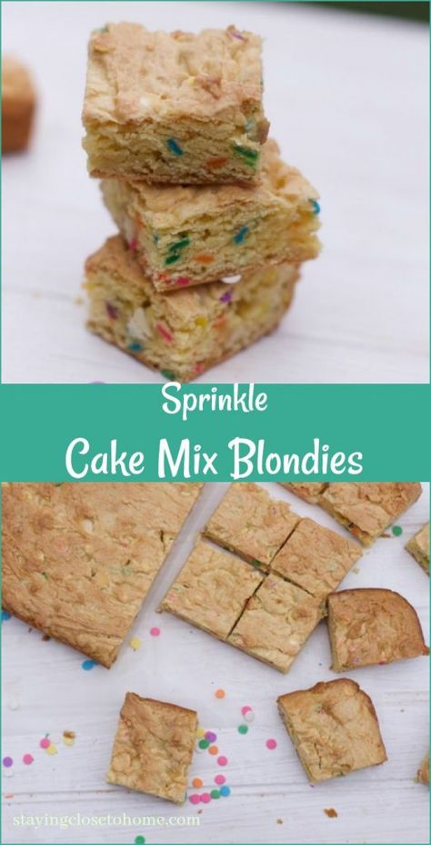 Cake Mix Blondies, Cookie Blondies, Easter Desserts Cake, Blondie Cake, Blondie Dessert, Cake Mix Brownies, Best Cake Mix, Betty Crocker Cake Mix, Brownie Bars