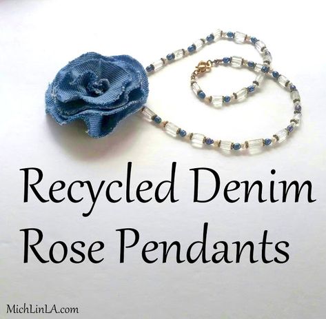 Mich L. in L.A.: No-Sew Recycled Denim Pendants - With A Hidden Metal Underwire! Denim Pendant Necklace, Tab Jewelry, Trash Into Treasure, Gifts To Make, Diy Jewelry Tutorials, Crafting Jewelry, Denim Crafts, Denim Diy, Recycled Jewelry