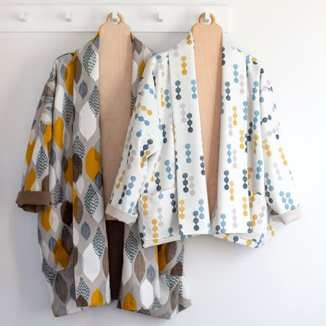 Kimono Jackets Pattern by Wiksten Quilter's Cotton from Homestyle by Eloise Renouf for Cloud9 Fabrics Kimono Outer Pattern, Outer Ideas, Wiksten Haori, Eloise Renouf, Kimono Jacket Pattern, Kimono Outer, Batik Blazer, Outer Pattern, Jackets Pattern