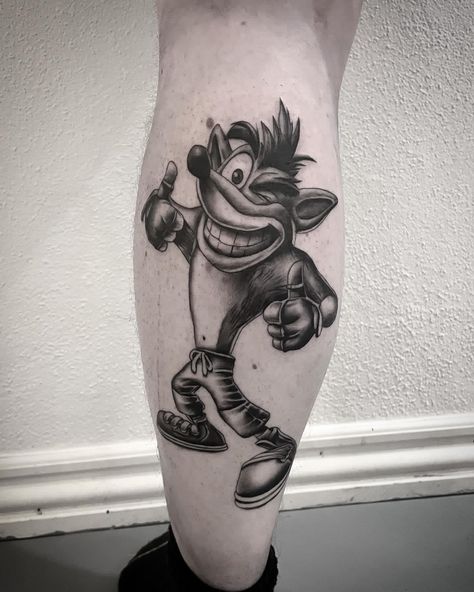 Crash Bandicoot Tattoo Design, Aku Aku Tattoo, Crash Bandicoot Tattoo, 500 Tattoo, Traditional Filipino Tattoo, Tattoo Games, Care Bear Tattoos, Tattoo Artist Tattoo, Aarhus Denmark