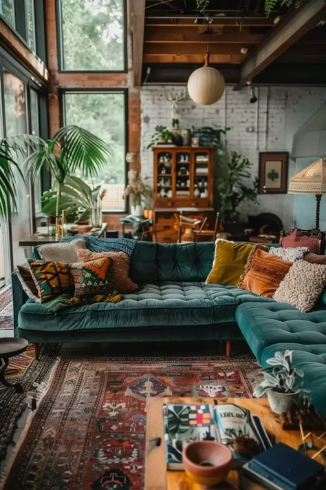 Colorful Boho Living Room, Living Room Transformation, Bohemian Living Rooms, Eclectic Living Room, Bohemian Living Room, Boho Interior, Boho Living, Boho Living Room, Living Room Inspo