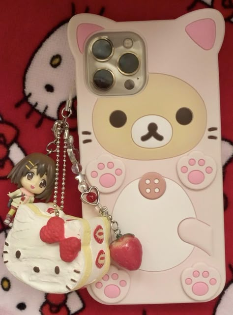 Pink Cat Ears, Bear And Cat, Cat Iphone Case, Phone Case Inspo, Bear Cat, Kawaii Bear, Charmmy Kitty, Cat Iphone, Kawaii Phone Case