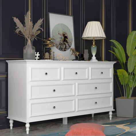 You'll love the Charlton Home Elegant 7-Drawer Dresser With Turned Legs And Sleek Knobs at Wayfair Canada - Great Deals on all products with Free Shipping on most stuff, even the big stuff. Traditional Nightstand, Nightstand With Charging Station, French Bedroom, 7 Drawer Dresser, Deck Box Storage, Turned Leg, Bedroom Furniture Dresser, Bathtub Accessories, Shed Storage