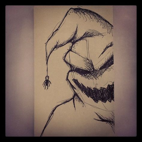 Oogie Boogie Things To Draw Scary Creepy Easy, Oogy Boogy Drawing, Scary Halloween Art Drawing, Scary Joker Drawing, Oogie Boogie Drawings, Scary Halloween Drawings Sketches, Oogie Boogie Sketch, Scary Christmas Drawings, Oggie Boggie Drawing