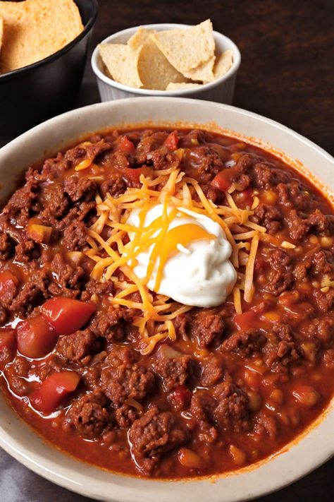 Ground Beef and Chorizo Chili Recipe

Ingredients

- 1 pound ground beef
- 1 pound chorizo sausage
- 1 large onion, chopped
- 3 cloves garlic, minced
- 2 cans (15 ounces each) diced tomatoes 
- 1 can (15 ounces) kidney beans, drained and rinsed
- 1 can (15 ounces) black beans, drained and rinsed
- 2 tablespoons chili powder
- 1 tablespoon cumin
- 1 teaspoon oregano
- Salt and pepper to taste
- 1 cup beef broth
- 1 bell pepper, chopped

Full Cooking Instructions on... Chili With Chorizo And Ground Beef, Chorizo Sausage Recipes, Chorizo Chili Recipe, Chorizo Chili, Sausage Chili, Chili Con Carne Recipe, Week Meals, Apple Dumpling Recipe, Oregano Salt