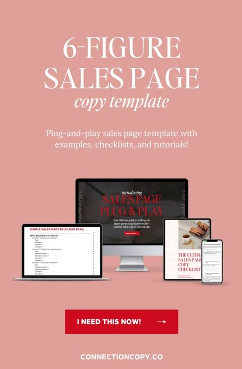 Copywriting Tips, Website Copy, Sales Techniques, Sales Page, Dream Client, Business Advice, Page Template, Business Goals, Growing Your Business