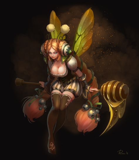 ArtStation - Fairy Bee, Ekaterina Chesalova Ekaterina Chesalova, Fairy Games, Classic Fantasy, Magical Land, Paintings Abstract, Paintings And Drawings, Image Painting, Pencil Sketches, Fantasy Races