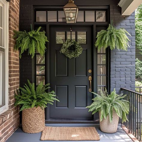 Transform Your Small Front Porch on a Budget with These Creative Ideas • 333k+ Inspiring Lifestyle Ideas Front Door Porch Ideas Entrance, Front Door Decor Ideas Entrance, Front Porch On A Budget, Porch On A Budget, Porch Landscaping, Front Porch Makeover, Small Front Porch, Small Water Features, Black Front Doors