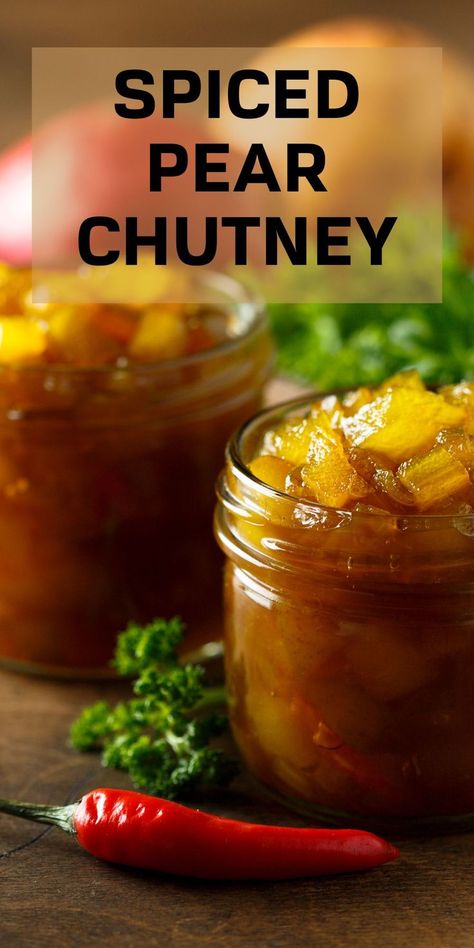 Looking for something different to do with your pear harvest? This spiced pear chutney is easy and absolutely delicious. Perfect for a dip or to put on pork chops or chicken, you'll love this and I've included canning instructions if you want it to be shelf stable. Pear Chutney Canning, Pear Preservation Recipes, Asian Pear Chutney, Pear Chutney Recipe Easy, Asian Pear Preserves Recipe, Preserving Pears Ideas, What To Do With Asian Pears, Pear Canning Ideas, Pear Preserving