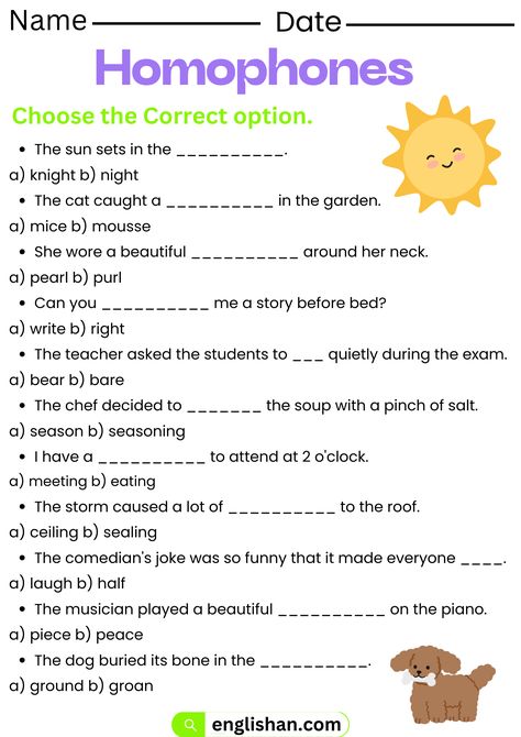 Homophones Worksheets in English Homophones Worksheets For Grade 2, Grade 4 English Worksheets Activities, Homophones Worksheets For Grade 3, 4th Grade English Worksheets, 3rd Grade English Worksheets, Homophones Activities, Tutoring Reading, Homophones Activity, 3rd Grade Spelling Words