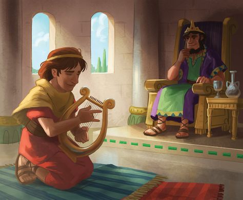 The Life Of David | Playing King Saul | Ian Dale David And Saul, David Bible, Bible Cartoon, Daniel In The Lion's Den, Creative Digital Art, Biblical Artwork, Jesus Cartoon, Bible Drawing, Church Backgrounds