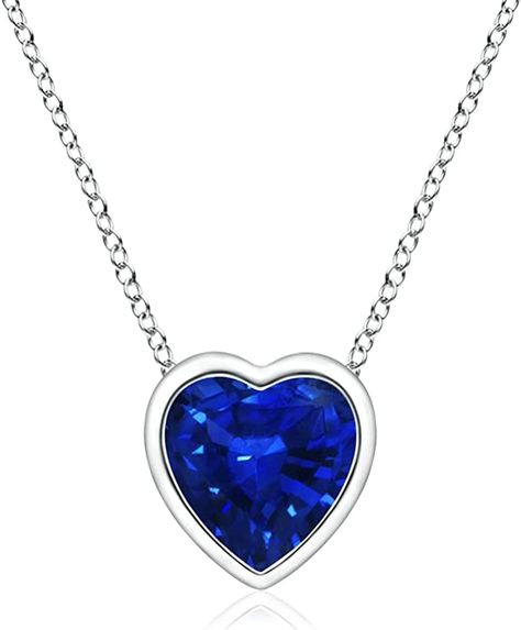 Amazon.com: ANGARA Natural Blue Sapphire Heart Shaped Pendant Necklace in Platinum for Women, Girls with 18" Chain (Grade-AAAA | 4mm) | September Birthstone Jewelry Gift for Her | Wedding : Clothing, Shoes & Jewelry Gold For Women, Blue Sapphire Pendant, Wedding Clothing, Heart Shaped Pendant Necklace, Heart Shaped Pendant, September Birthstone Jewelry, Sapphire Pendant, Heart Shape Pendant, September Birthstone