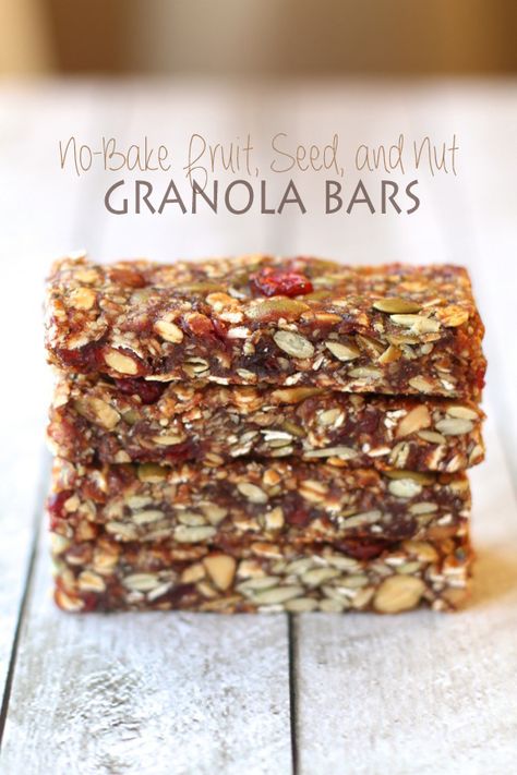 Fruit and Seed Granola Bars || runningwithspoons.com || #vegan #glutenfree #healthy #snack Seed Granola Bars, Nut Granola Bars, Cinnamon Oats, Seed Granola, No Bake Granola Bars, Nut Granola, Baked Granola, Granola Recipe Bars, Healthy Bars