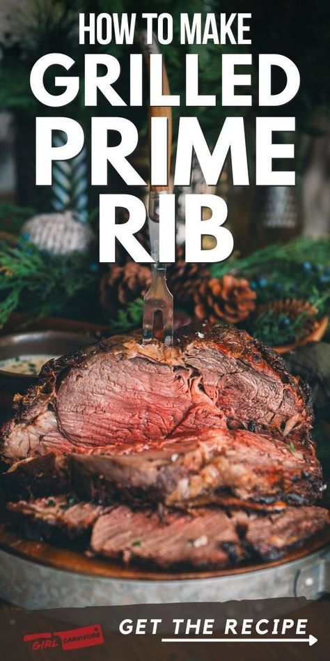 Fire up the charcoal grill for an incredible grilled prime rib dinner. This grilling recipe makes a gorgeously crusted, smoky prime rib roast with a juicy, melt-in-your-mouth beef that’s fit for a steakhouse. Prime rib is the ultimate cut of beef for a special occasion like a holiday dinner. This prime rib roast recipe involves cooking prime rib on our charcoal grill for that smoky flavor. Prime Rib Roast On Bbq, Prime Rib On Charcoal Grill, Rib Roast On The Grill, Prime Rib Roast Recipe Bone In On Grill, Prime Rib Steaks On The Grill, Prime Rib Roast Grill Recipe, Prime Rib Grill Recipe, Pellet Grill Prime Rib, Grilled Prime Rib Roast