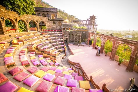 Neemrana Fort, Indian Wedding Venue, Indian Destination Wedding, Royal Decorations, Luxury Wedding Decor, Wedding Backdrop Design, Mandap Decor, Desi Wedding Decor, Wedding Backdrop Decorations