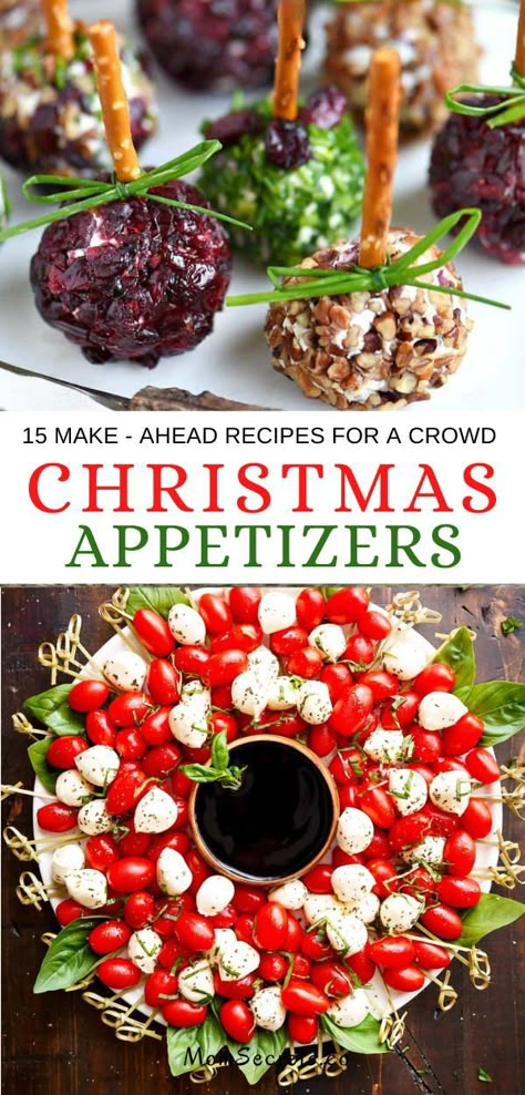 Here you can find my favorite make-ahead Christmas Appetizers to feed a crowd. These easy-to-make Christmas appetizer 15 ideas will keep your holiday party moving. Christmas Party Appetizer Ideas, Christmas Appetizers Recipes, Party Appetizer Ideas, Make Ahead Christmas Appetizers, Recipes For A Crowd, Christmas Appetizers Easy, Christmas Cocktail Party, Christmas Recipes Appetizers, Christmas Eve Dinner