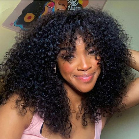 Young beauty Curly Human Hair Wig With Bangs 100% Brazilian Human Hair Curly Wigs O Scalp Top Full Machine Made Wig for Black Women Loose Curly Wigs 180Density 14inch Natural Color Human Hair Curly Wigs, Black Curly Wig, Curly Fro, Curly Bangs, Wig For Black Women, Remy Human Hair Wigs, Curly Hair Wig, Curly Human Hair Wig, Curly Hair With Bangs