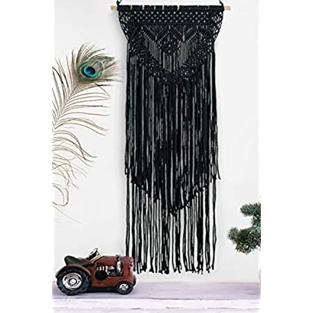 Decor For House, Black Macrame Wall Hanging, Modern Bohemian Farmhouse, Minimalist Fireplace, Tapestry Decor, Apartment Dorm, Black Macrame, Woven Decor, Bohemian Tapestry