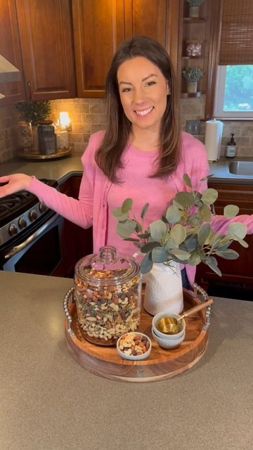 Tara on Instagram: "Self serve trail mix station 🤗 So fun to have out on the counter or in your pantry to grab and go when you want a healthy snack 💗 I put little cups and a scoop with it so they are handy, and it makes for cute decor too! . . . . . . #homehacks #kitchendesign #kitchendecor #yum #betterhomesandgardens #foodideas #healthysnacks #homestyling #homeinspiration #homebeautiful" Trail Mix Station Pantry, Trail Mix Station, Cute Decor, Self Serve, Snack Mix, Trail Mix, Kitchen Hacks, Sweet Snacks, Better Homes And Gardens