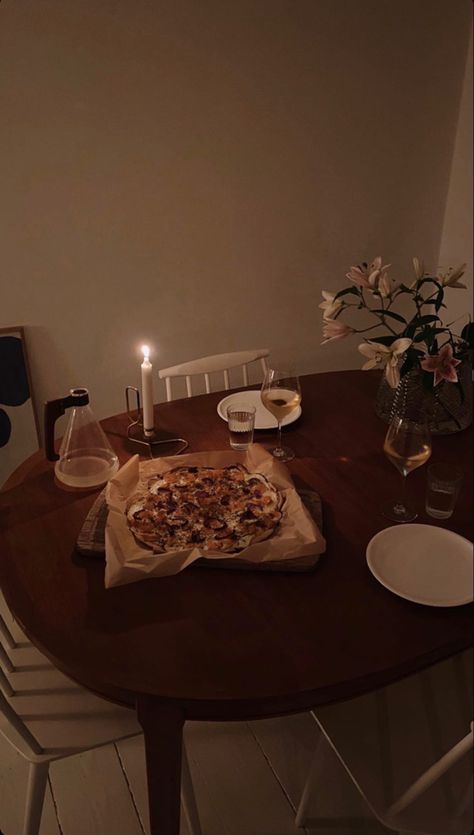 Dinner Aesthetic Night Home, Dinner Aesthetic Night, Dining Table Aesthetic, Small Loft Apartments, Table Aesthetic, Dinner Aesthetic, Small Loft, Candlelit Dinner, Wine Night