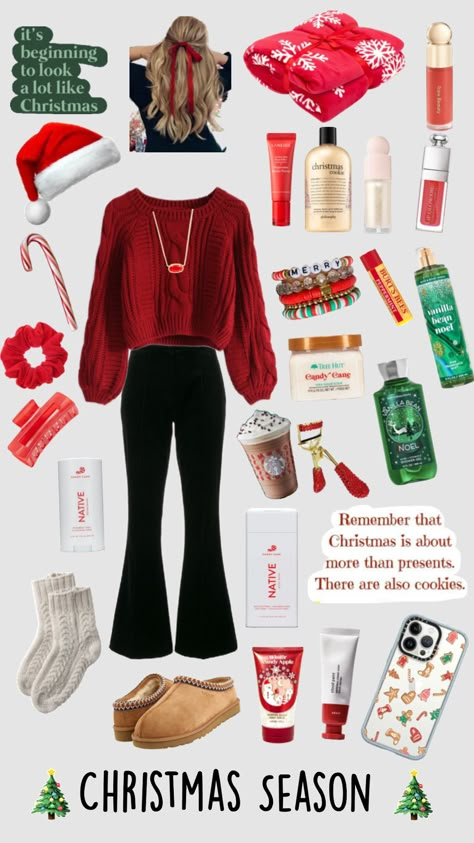 Cute Winter Outfits Christmas, Preppy Outfits For Christmas, Christmas Fit Ideas Aesthetic, Cute Fits For Christmas, Cute Cozy Christmas Outfits, Aesthetic Christmas Clothes, Christmas Themed Outfits Women, Cute Comfy Christmas Outfits, Teen Christmas Outfit Ideas