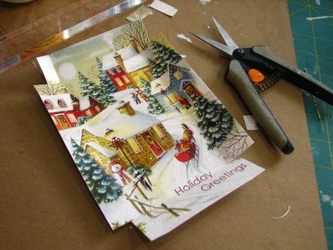 Christmas Diorama, Retro Christmas Decorations, Vintage Christmas Crafts, Diy Shadow Box, Christmas Shadow Boxes, Christmas Crafty, Christmas Card Ornaments, Christmas Ornaments Diy, Christmas Card Crafts