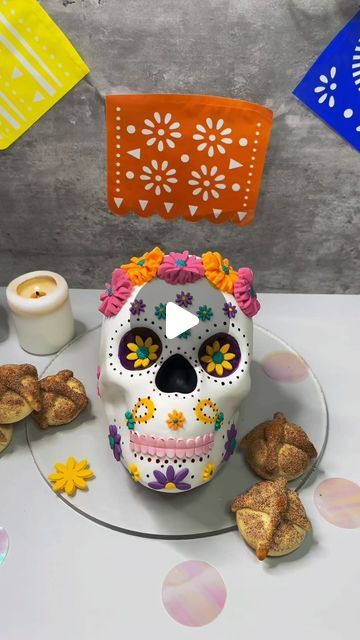 Gorethy Davila on Instagram: "Dia de los Muertos 💀 (Day of the Dead)
 Whether you actually celebrate Dia De Los Muertos or just love the bright beauty of this Mexican holiday, Sugar skulls are almost synonymous with Day of the Dead, and with colors this cheerful.... 
#cavebakery #diademuertos #diademuertoscake #calabera #catrina #dayofthedead #cakedecorations #cakearts" Sugar Skull Cakes, Skull Cakes, Skull Cake, Mexican Sugar Skull, Mexican Holiday, November 2, Sugar Skulls, Dia De Muertos, Day Of The Dead