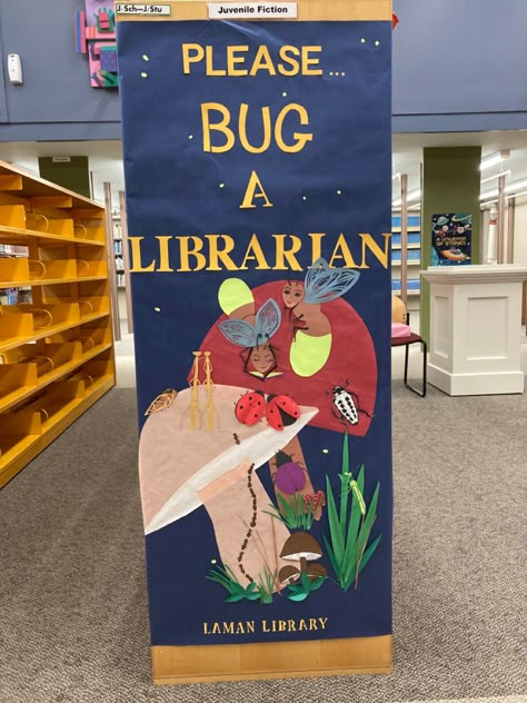 Fall Library Displays Bulletin Boards, Dinovember Library Display, May Library Displays, November Library Displays, Camping Display, Library Decor Ideas, Library Display Ideas, Fall Library Displays, Library Decorations