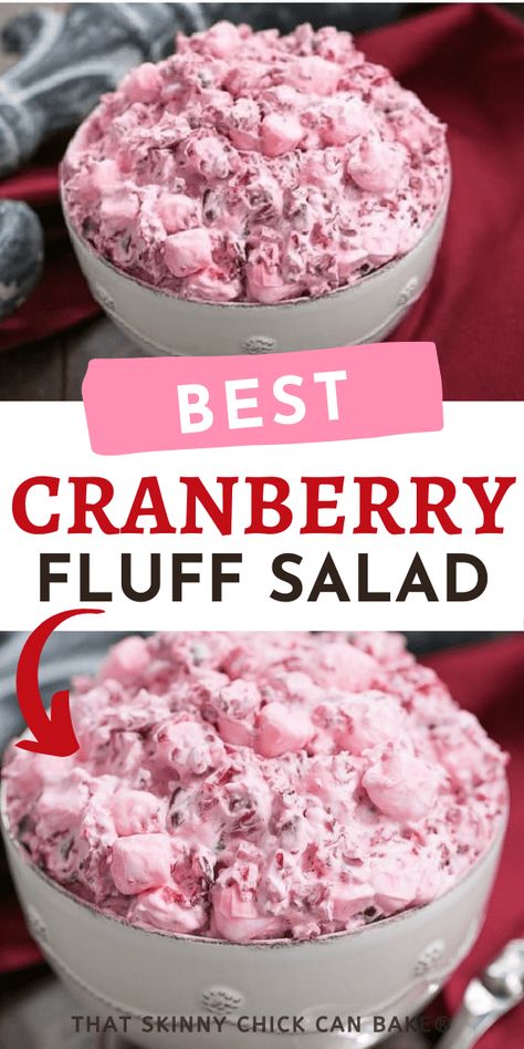 Cranberry Fluff Salad - Cranberry Fluff Salad is a Thanksgiving Tradition with real whipped cream, ground sweetened cranberries, and a magnificent holiday side dish! Easy Christmas Side Dishes, Easy Holiday Dinner, Fresh Cranberry Salad, Cranberry Fluff Salad, Festive Christmas Food, Best Christmas Dinner Recipes, Real Whipped Cream, Cranberry Fluff, Cranberry Salad Recipes