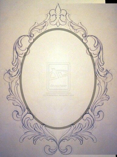 Frame tattoo idea Mirror Tattoos, Filigree Tattoo, Framed Tattoo, Muster Tattoos, Desenho Tattoo, Arte Sketchbook, Ornate Frame, Oval Frame, Thigh Tattoo