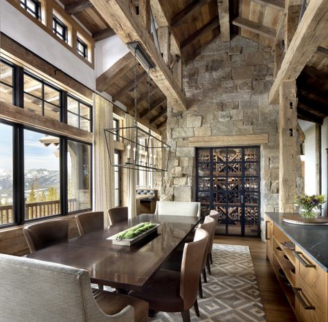 Mountain Home Great Room, Open Great Room And Kitchen, Rustic Lodge Interior, Luxury Mountain Homes Interiors, Modern Mountain Home Interiors, Mountain Homes Interiors, Mountain House Bedroom, Ranch House Interior, Mountain Home Kitchen