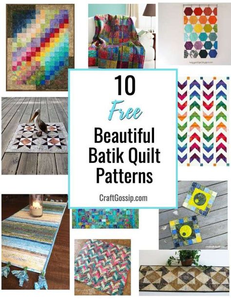 With their rich and saturated colors, batik fabrics are a joy to work with.  The patterns are varied and beautiful.  Batiks definitely have a different feel than other fabrics, but they make beautiful quilts.  Here are ten batik fabric projects … Read More... Batik Sewing Projects, Batik Quilts Ideas Free Pattern, Batik Quilt Patterns Free, Batik Jelly Roll Quilt Patterns Free, Batik Fabric Projects, Batik Quilts Ideas, Batik Quilt Patterns, Batik Scrap Quilts, Quilting With Batiks Fabrics