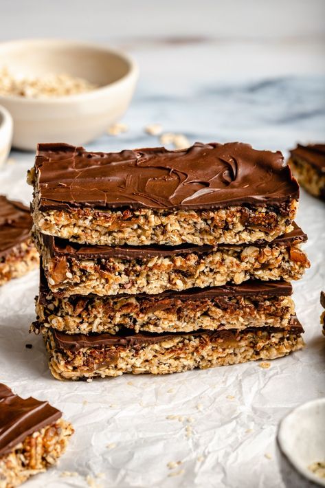 Unflavored Protein Powder, Dairy Free Chocolate Chips, Ambitious Kitchen, Oat Bars, Honey Oatmeal, No Bake Snacks, No Bake Bars, Dried Figs, Dairy Free Chocolate