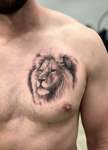 Roar with Confidence: 20 Lion Tattoo on Chest Design Ideas - besttattoo.wiki - Unveiling Exquisite Ink Art Lion Chest Tattoo, Lion Shoulder Tattoo, Small Lion Tattoo, Lion Forearm Tattoos, Best Small Tattoos, Small Chest Tattoos, Lion Tattoo Sleeves, Mens Lion Tattoo, Lion Head Tattoos