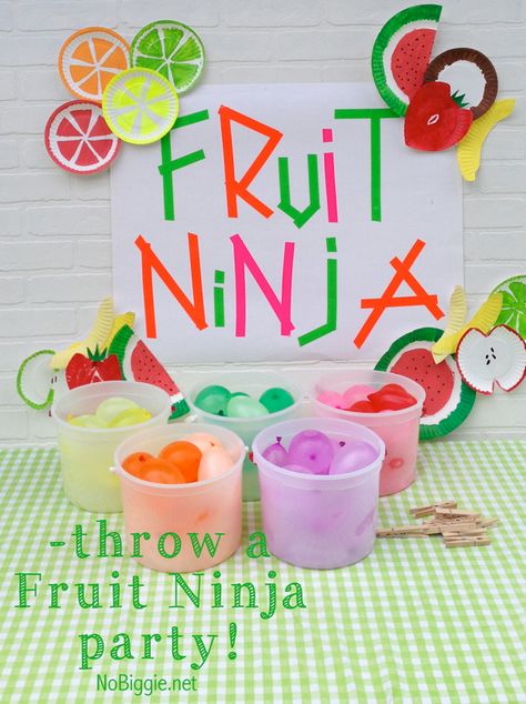 #diy fruit ninja party Ninja Party Ideas, Fruit Ninja, Fruit Diy, Diy Yard Games, Ninja Birthday Parties, 8 Birthday, Ninja Birthday, Ninja Party, Fruit Party