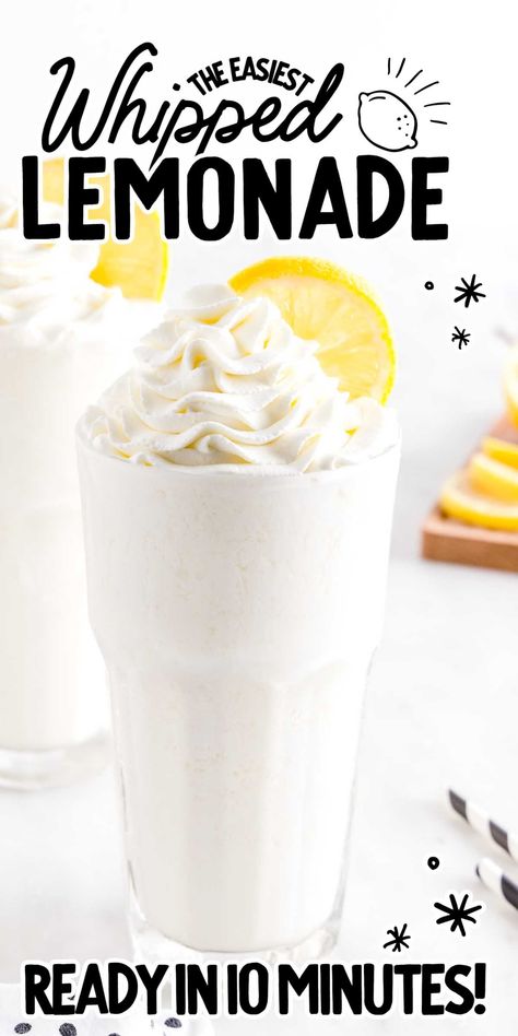 Whipped Lemonade, Frosted Lemonade, Lemonade Drink, Drink Recipes Nonalcoholic, Sweetened Whipped Cream, Lemonade Drinks, Refreshing Drinks Recipes, Refreshing Summer Drinks, Milkshake Recipes