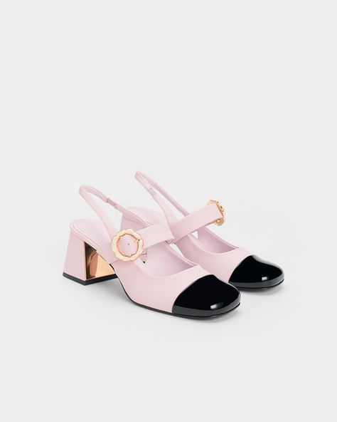 Charles And Keith Shoes, Charles And Keith, Pastel Lilac, Faux Leather Heels, Size Chart For Kids, Charles Keith, Slingback Pump, Belt Size, Mary Janes