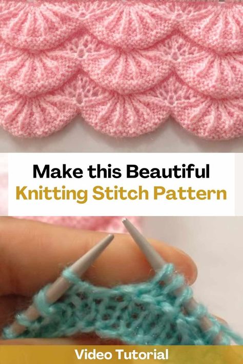 Make this beautiful knitting stitch pattern! With this incredible video tutorial, you can learn to knit this beautiful knitting pattern. It is super easy to do and the creator of this video will teach you how to do it step by step so that the result of your fabric is perfect.This stitch would be amazing for you to start a new knitting project, it would look amazing on a sweater! Seashell Knitting Stitch, Easy Textured Knitting Stitches, Seashell Knitting Pattern, Unique Knitting Stitches, 3d Knitting Patterns, Knit Stitch Patterns Texture, Textured Knitting, Knitting Things, Knitting Videos Tutorials