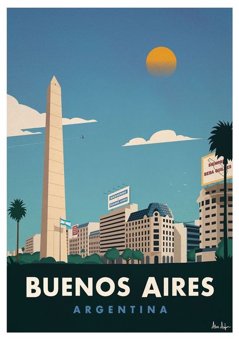 Buenos Aires Travel, Travel Painting, Argentina Travel, Minimalist Travel, Retro Travel Poster, Poster Vintage, Travel Themes, Illustrations And Posters, Vintage Travel Posters