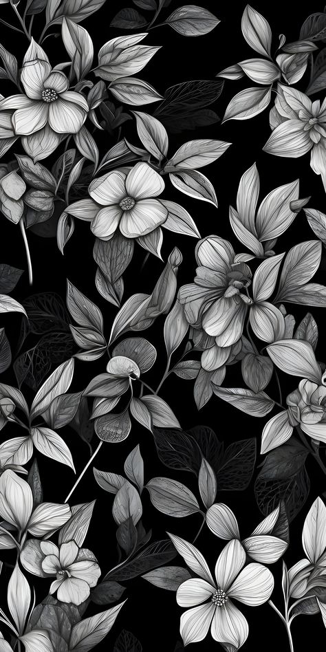 Black And White Cute Aesthetic, Gray And Black Wallpaper, Wallpaper Black And White Aesthetic, Monochrome Wallpaper Desktop, Black And White Flowers Wallpaper, Wallpaper Backgrounds Black And White, Flower Wallpaper Black Backgrounds, Black And White Flower, Iphone Dark Theme