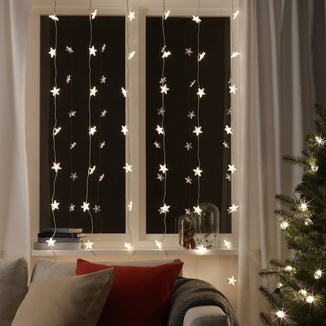 STRÅLA LED string light curtain/48 lights - outdoor star - IKEA Ikea Strala, Ideas Decoracion Navidad, Led Curtain Lights, Christmas Fairy Lights, Led Curtain, Curtain String Lights, Decor Ikea, Curtain Lights, Lights Outdoor