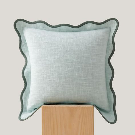 Amazon.com: Double Stitch by Bedsure Scalloped Throw Pillow Covers, Cotton Decorative Pillow Covers 20" x 20" Made in India, Square Cushion Case for Living Room Couch, Accent Pillow Cover, Misty Blue Sorority Room, Living Room Couch, Double Stitch, Room Couch, Green Pillows, Couches Living Room, Accent Pillow, Down Pillows, Duvet Insert