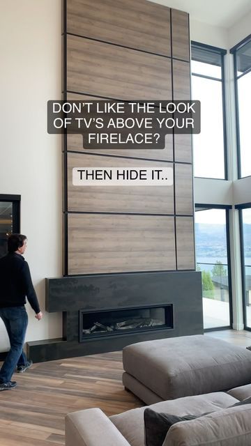 Hide Tv Over Fireplace, Tv Above Fireplace, Above The Fireplace, Tv Over Fireplace, Cabin Living Room, Out Of Mind, Fireplace Designs, Family Room Fireplace, Home Decor Crate