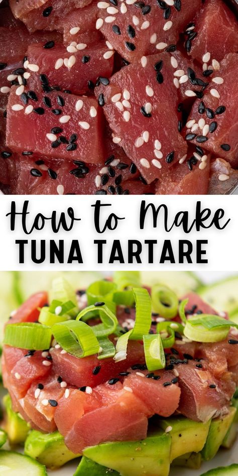 Tuna Tartare Recipe, Tartare Recipe, How To Make Tuna, Tuna Tartar, Sushi Grade Tuna, Raw Tuna, Tuna Tartare, Tuna Sushi, Tuna Poke