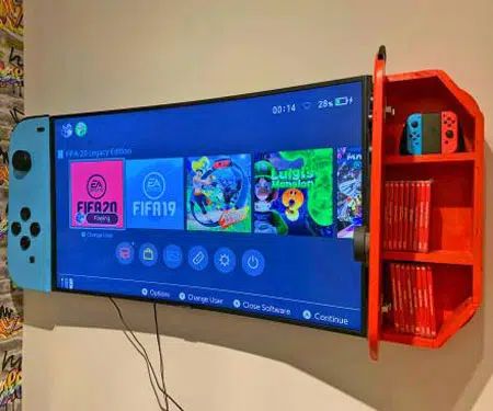 Mounted Tv Ideas Bedroom, Man Cave Designs, Ultimate Gaming Room, Bedroom Entertainment Center, Nintendo Decor, Nintendo Room, Nintendo Party, Lan Party, Tv Wall Mounts