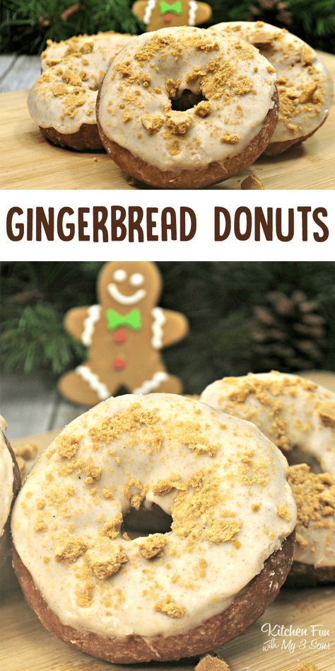 Gingerbread Donuts Baked, Gingerbread Donuts, Breakfast Donuts, Homemade Gingerbread, Christmas Breakfast Recipe, Homemade Donuts Recipe, Christmas Donuts, Baked Donut Recipes, Recipes Yummy