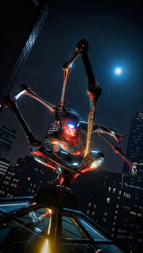 Spiderman Wallpaper 4k Ultra Hd, Spider Armor, Iron Spider Suit, Marvel Phone Wallpaper, Parker Spiderman, Peter Parker Spiderman, Spiderman Suits, Iron Spider, Spiderman Artwork