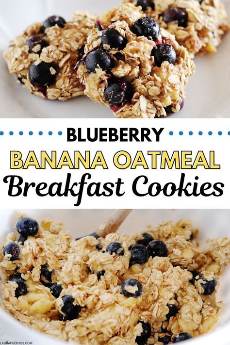 blueberry banana oatmeal breakfast cookies Blueberry Oatmeal Breakfast Cookies, Banana Bread Blueberry, Blueberry Breakfast Cookies, Banana Oatmeal Breakfast Cookies, Quick Morning Breakfast, Blueberry Banana Oatmeal, Banana Blueberry Oatmeal Muffins, Bread Blueberry, Blueberry Oatmeal Cookies