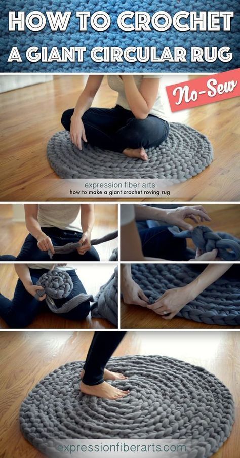 How to Crochet a Giant Circular Rug – No-Sew >>> Come fare un tappeto tondo gigante, catenella, con le mani! :) Circular Rug, Circular Rugs, Confection Au Crochet, Crochet Rugs, Knitting Instructions, Finger Knitting, Rag Rugs, Arm Knitting, Diy Rug