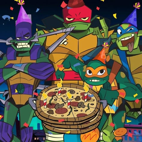 Happy 2 Anniversary, Rottmnt Movie, 2 Anniversary, Tmnt Birthday, Tmnt Characters, Turtle Tots, Born In September, Ninja Turtles Funny, Pizza Cake